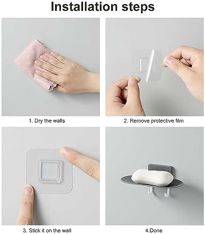 2Pcs Wall Mount Soap Holder with No-Punch Adhesive and Drainage Hole Pink
