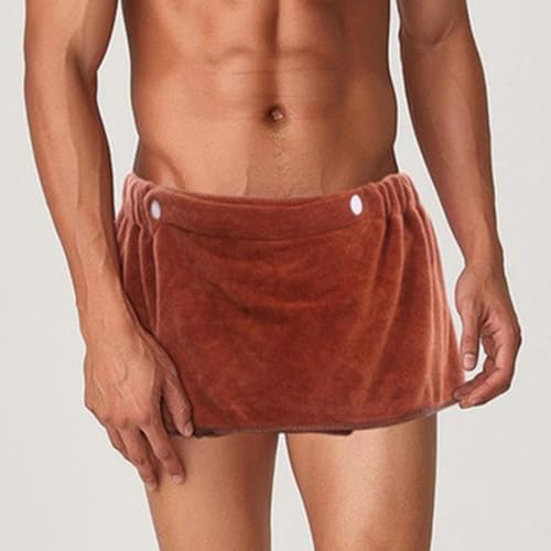 Men Boys Adjustable Microfiber Bath Towel Wrap Brown