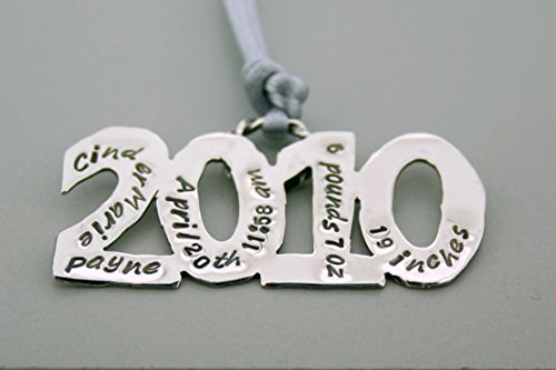 Handmade Babys Stats Christmas Ornament Sterling Silver