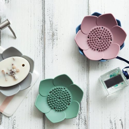 Curfair Pink Lotus Soap Dish with Non-Slip Base