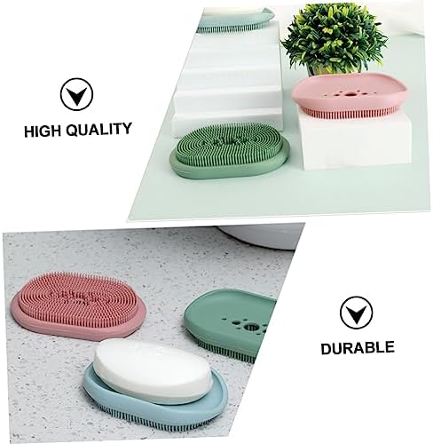 Self Draining Silicone Soap Dish with Brush Holder