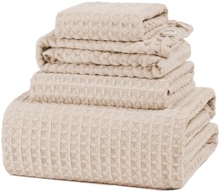 Super Soft Waffle Towel Set - 4 Piece Microfiber Bath Towels