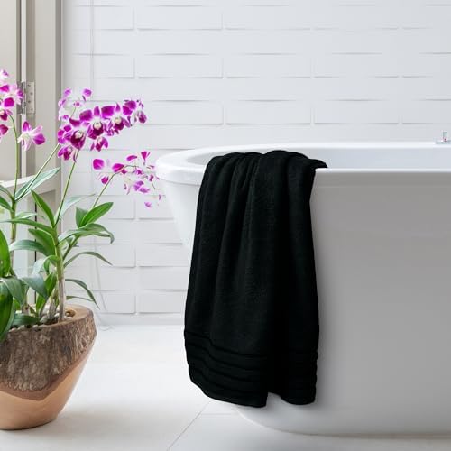 Avalon Towels Set of 4 30 x 60 Inches Soft Bath Towels Black