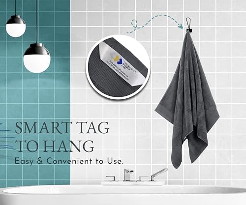 California Design Den 100 Cotton Bath Towel Set of 4 - Grey
