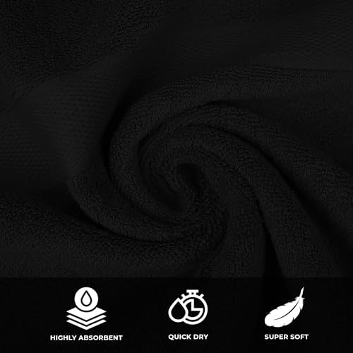 Lenenz Luxury Bath Towels 4 Pack 27x54 Black
