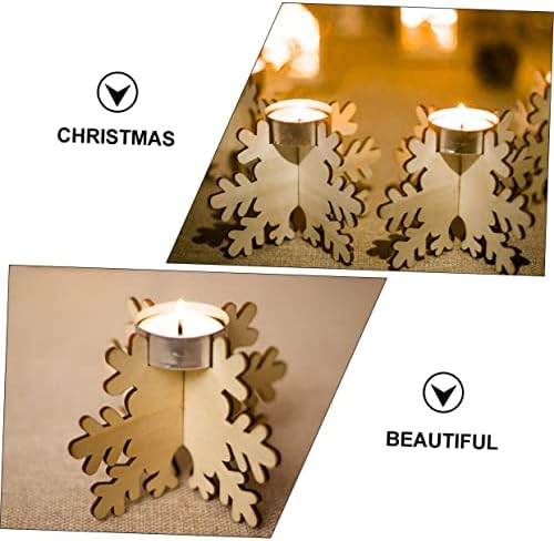 WOONEKY Wooden Snowflake Candle Sticks 6 Pack Christmas Decor 1