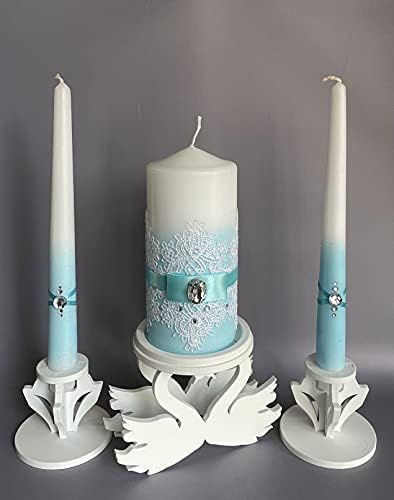 Unity Candle Set for Wedding - Turquoise