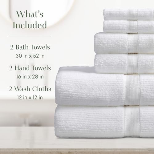 Springtree Home White Bath Towels Set of 6