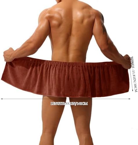 Men Boys Adjustable Microfiber Bath Towel Wrap Brown
