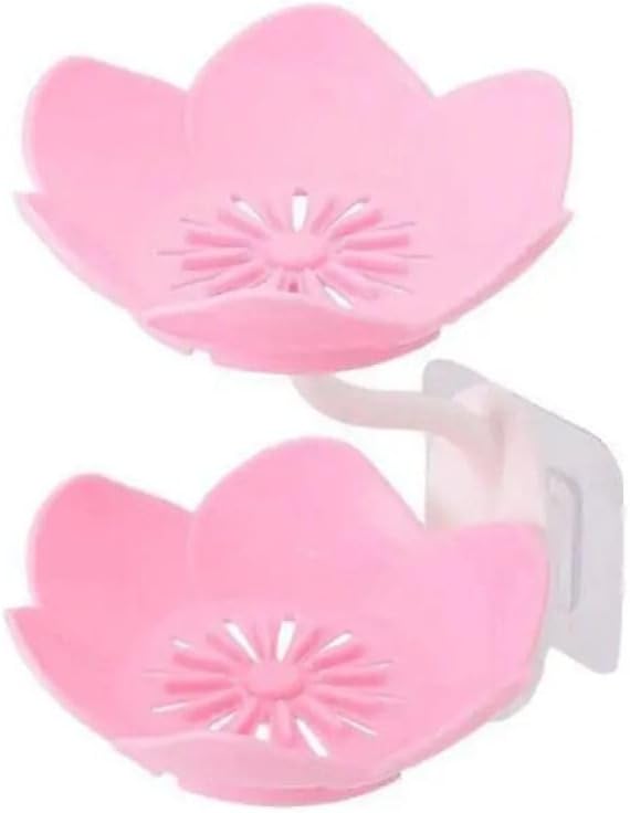 Double Layer Lotus Flower Soap Tray with Non-Slip Design Pink