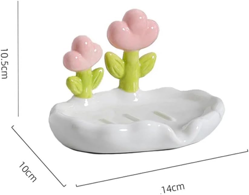 Plastic Flower Shape Soap Holder for Shower Kitchen Pink