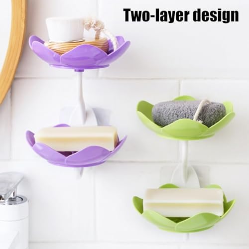 Pink Double Layer Soap Dish with Suction Cup