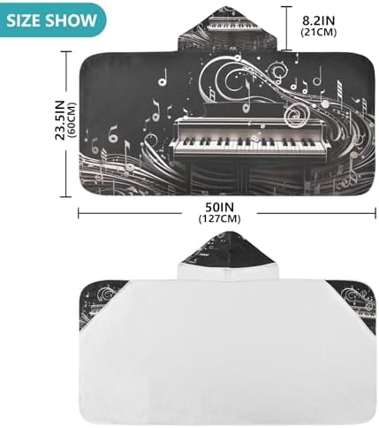 CHIFIGNO Personalized Musical Piano Notes Toddler Baby Bath Towel