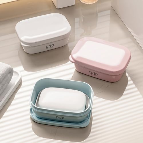 EUBUY Leakproof Travel Soap Holder with Lid and Drainage Tray