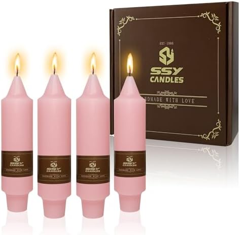 NJAO HOO Pink Taper Candle Set 4 Pack