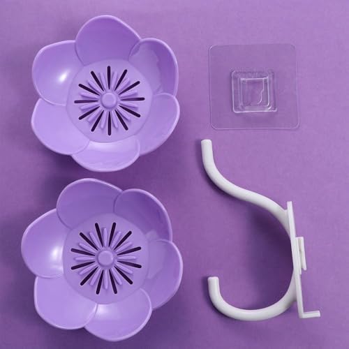 Double Layer Lotus Flower Soap Tray with Non-Slip Design Pink