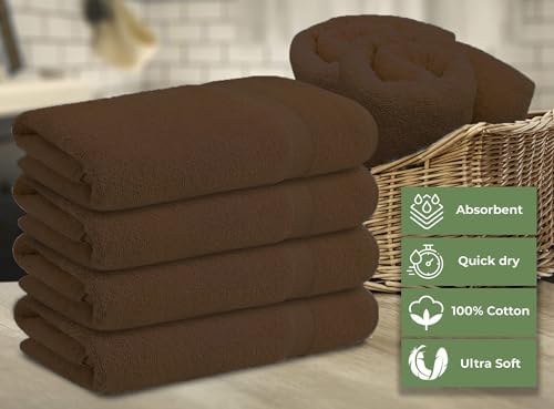 ARC HOME 100 Cotton Bath Towels Pack of 6 Brown