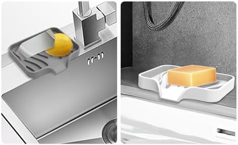 Silicone Soap Dish Self-Draining Holder - Durable Elegant Black