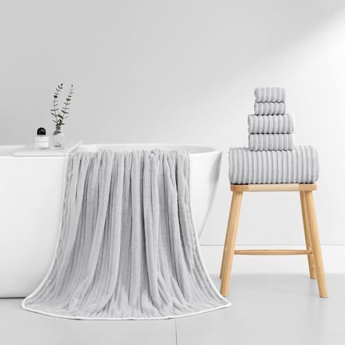 Robmic 40x80 Inch Bath Towel Set Grey 2PCS