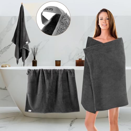 SEMAXE 4-Pack Luxury Bath Towels 55x27 Grey 1