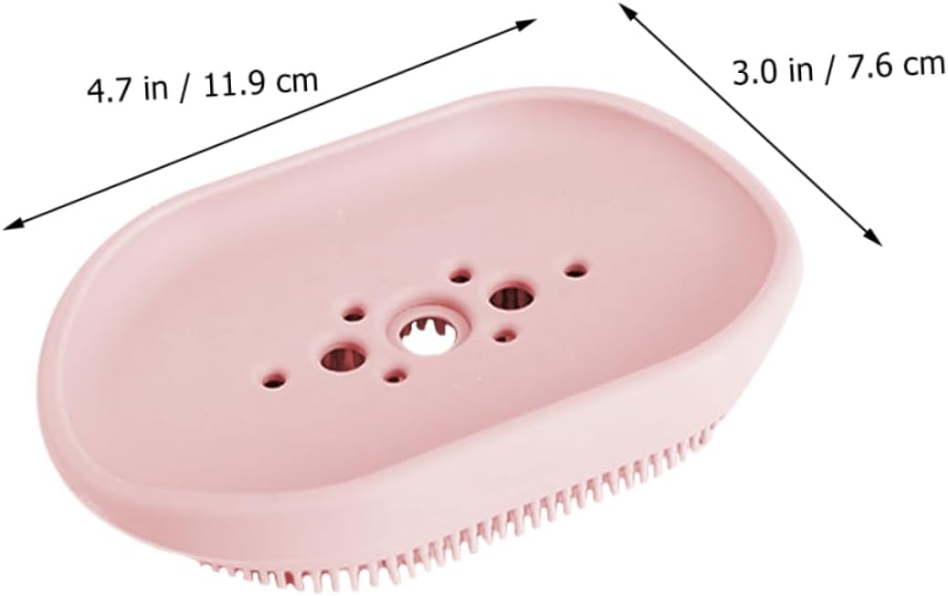 Silicone Soap Dish with Built-In Brush for Bathroom Sink