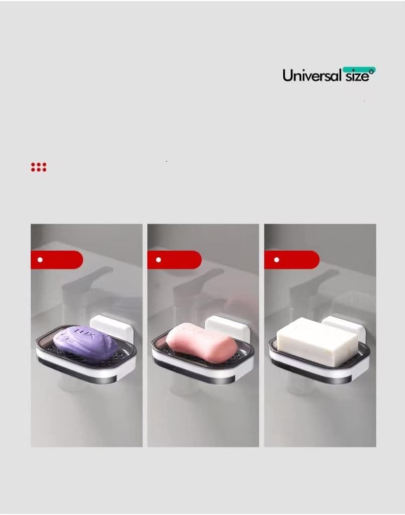 LUCKTE Adhesive Shower Soap Holder with Drain Tray