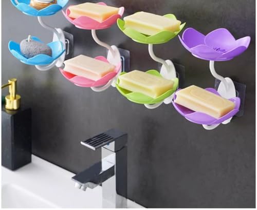 FABEILAI Double Layer Suction Soap Holder for Shower Pink