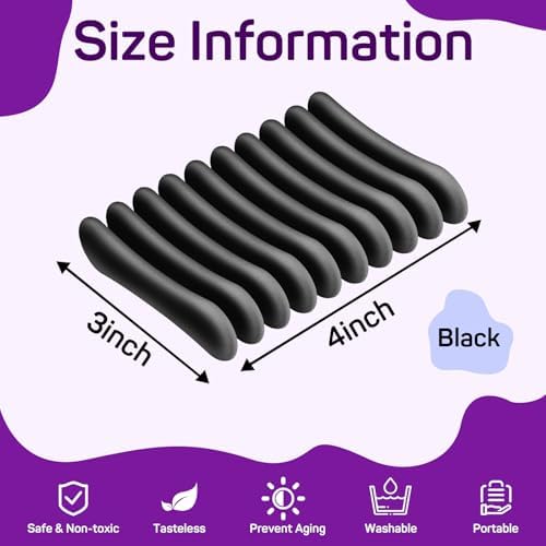 Langierspur 2 Pcs Self Draining Silicone Soap Holder - Waterfall Design Black