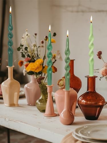 LPUSA Green Spiral Taper Candles Set of 4