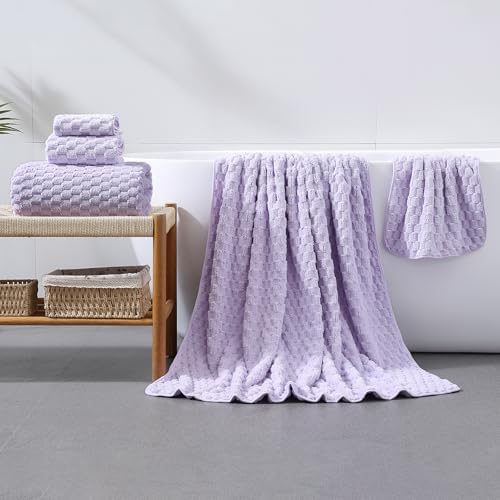 NALIVO Extra Large Bath Towel Set of 6 40x80 Lavender