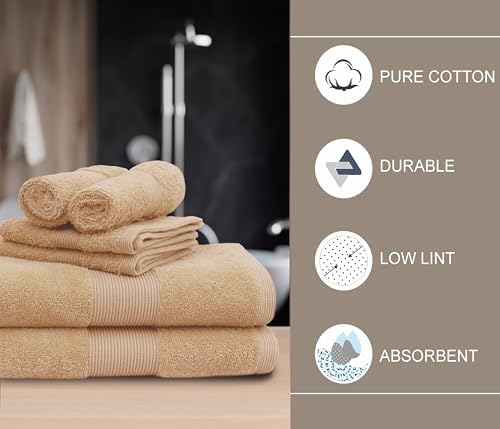 COTTON CRAFT 8-Piece Towel Set - 500 GSM Beige Bath Towels