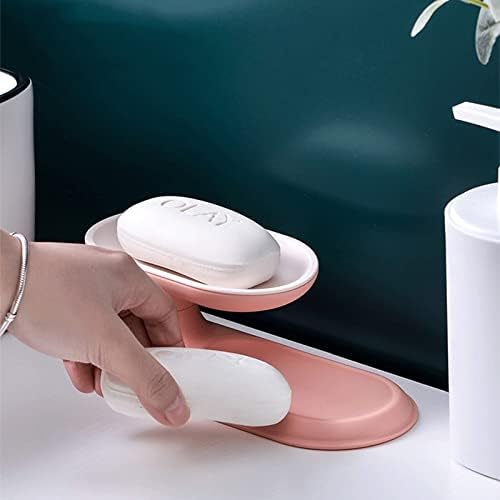 YAOLUU 360-Degree Rotating Soap Dish with Drainage Pink
