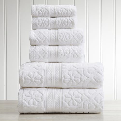 Springtree Home Cotton Towel Set - 6 Piece Floral Textured