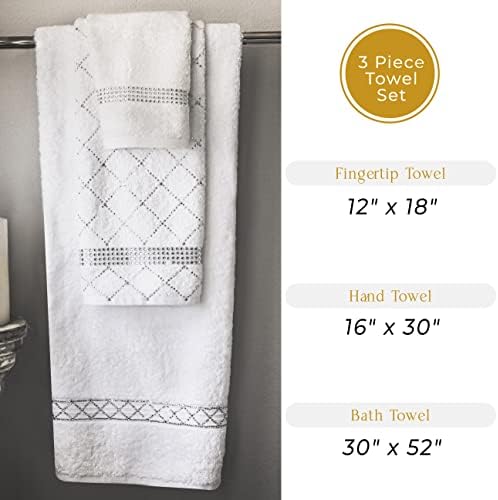 Sparkles Home Atlas 3-Piece Towel Set with Glass Rhinestones 1