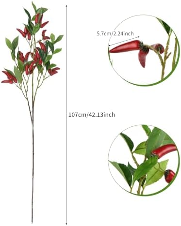 LUEYAO Artificial Chili Pepper Stem for Vase Decor