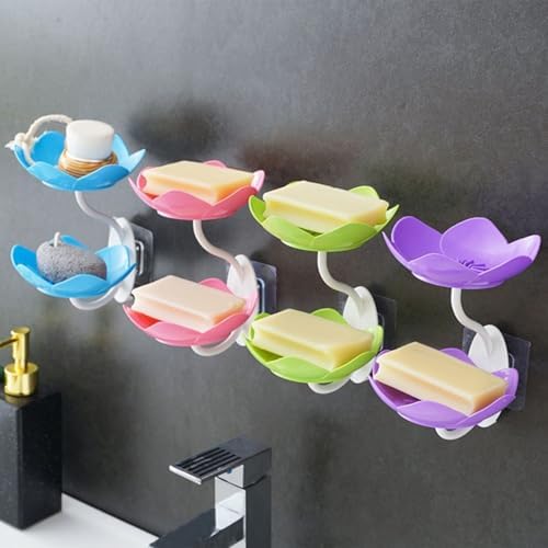 Qinlenyan Bathroom Soap Holder Double Layer Suction Cup Design Pink