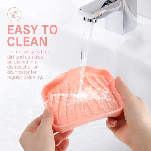 Spofit 2PCS Self Draining Soap Holder with Non-Slip Design Pink