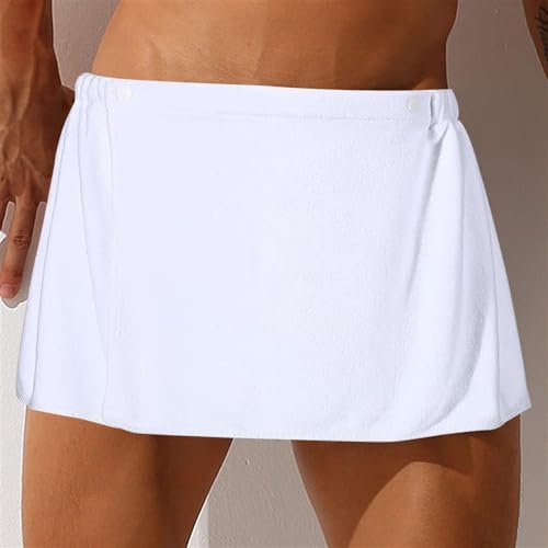 Men Boys Adjustable Microfiber Bath Towel Wrap White