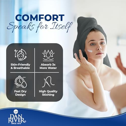 DAN RIVER 4 Pack Bath Towels 22x44 Inches Super Soft Quick Dry