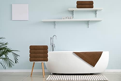 TEXCRAFT Bath Towel Set of 6 24 x 48 Inch Cotton Terry Towels