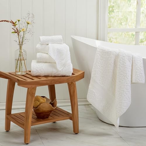Springtree Home Cotton Towel Set - 6 Piece Floral Textured