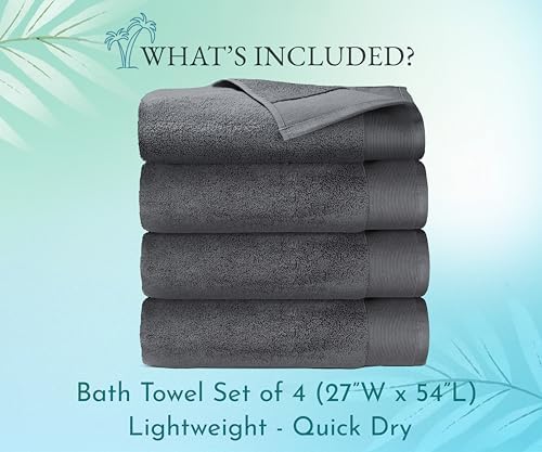 California Design Den 100 Cotton Bath Towel Set of 4 - Grey