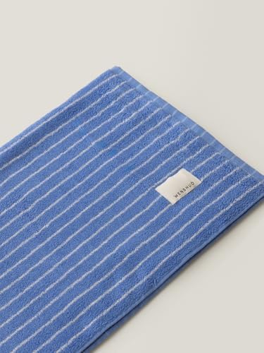 WENSHUO Azure Holiday-Striped Bath Towel 100 Combed Cotton Luxury Super Absorbent