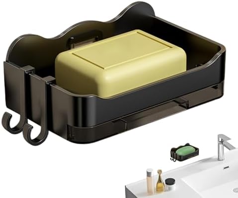 Stylish Wall Soap Holder with Hooks - No Drilling