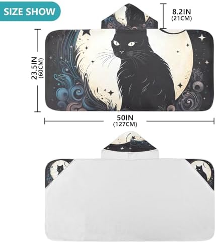 CHIFIGNO Cute Black Cat Toddler Bath Towel with Hood and Pocket 1
