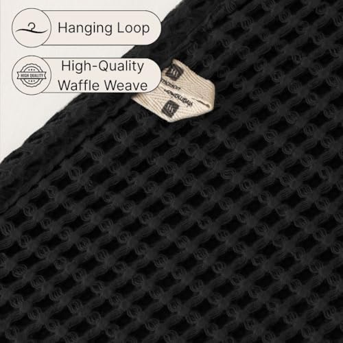 Viva Maison Black Waffle Bath Towels Set of 2