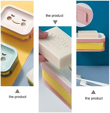 LAPYAPPE Double Layer Wall Mounted Soap Box with Sponge Brush