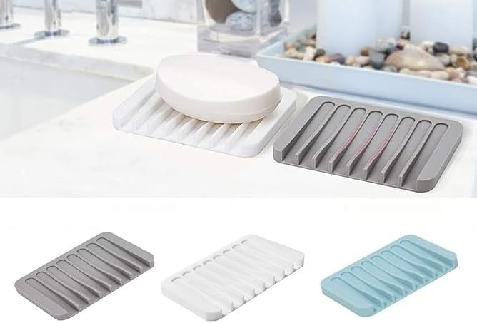 Silicone Soap Dish with Drainage and Raised Ridges 1