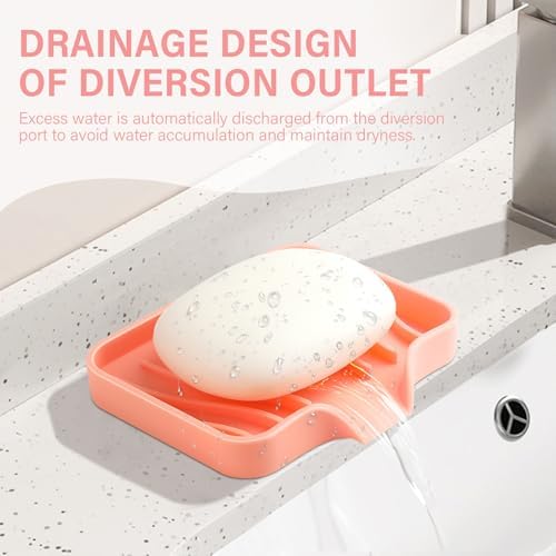 Spofit 2PCS Self Draining Soap Holder with Non-Slip Design Pink