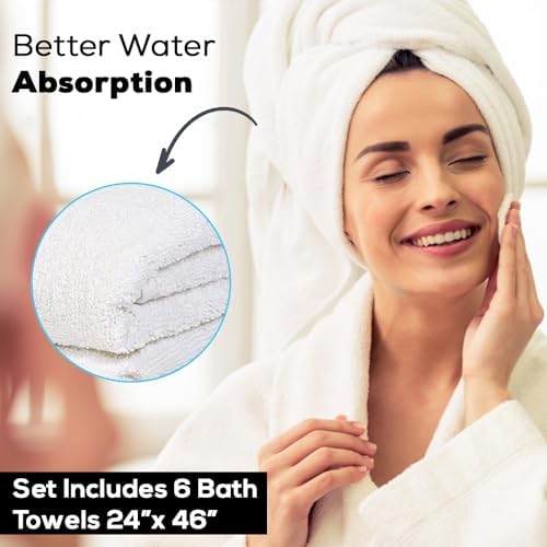 SIMPLI-MAGIC Bath Towel Set 6-Piece 24x46 White